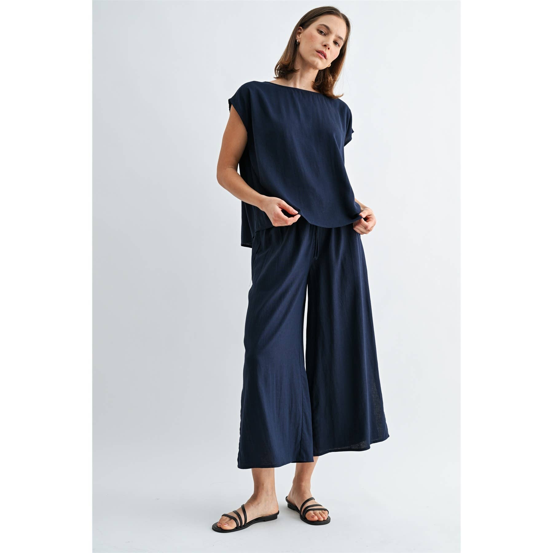Side Slit Linen Pants
