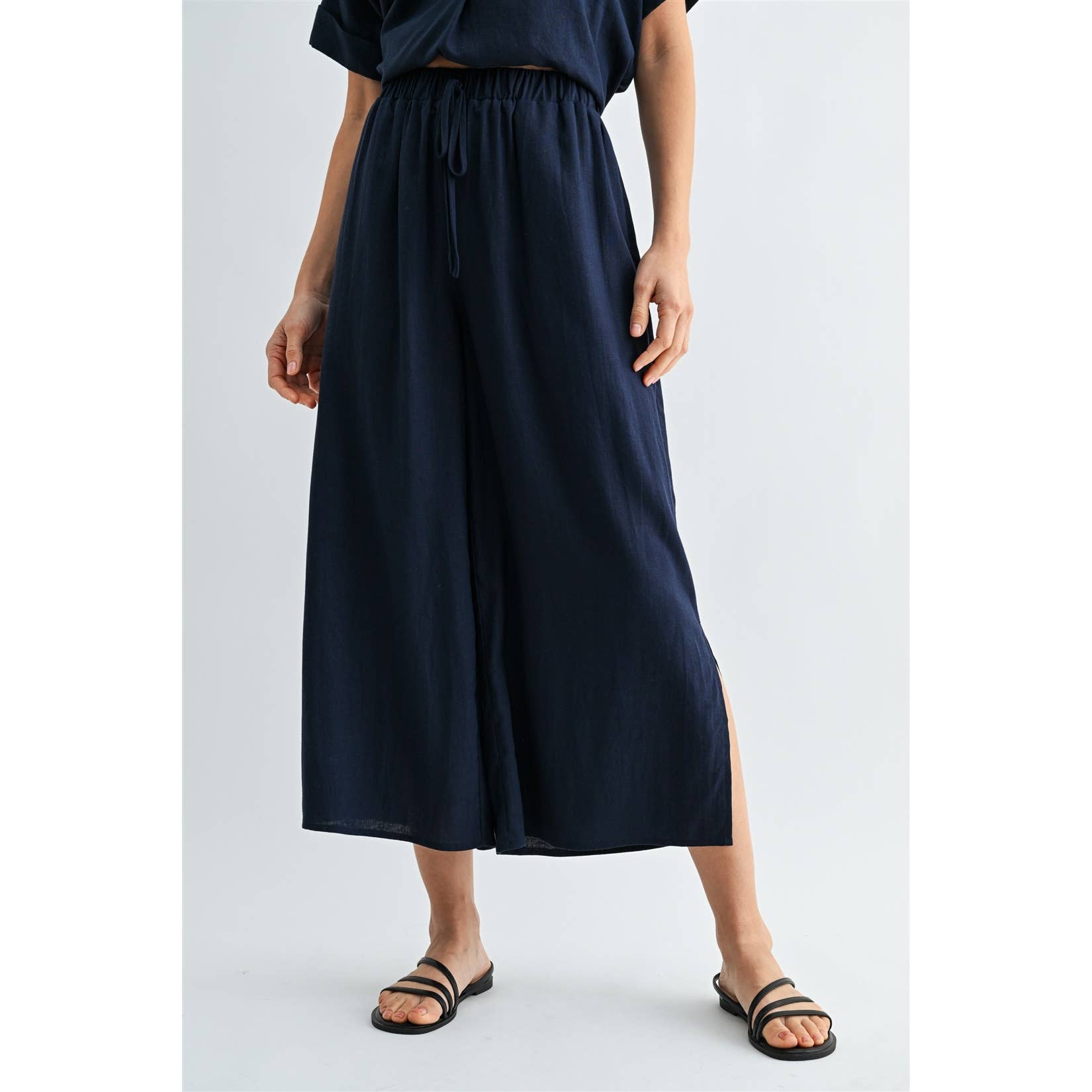 Side Slit Linen Pants