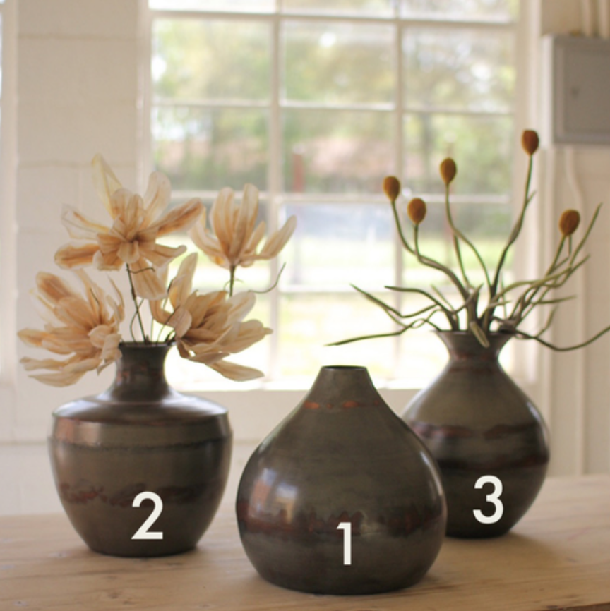 Raw Metal Vase w/ Copper Detail