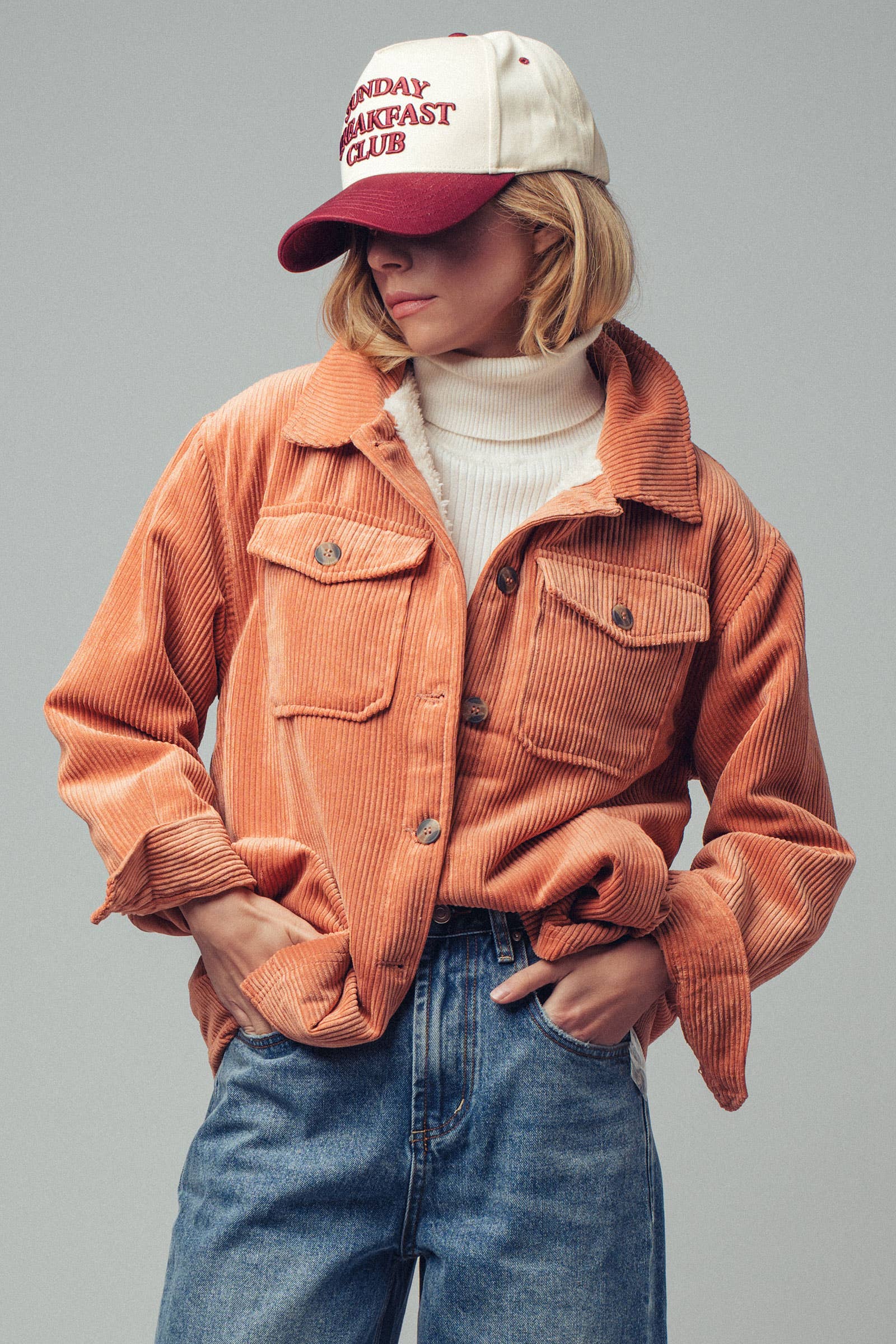 Oversized Sherpa Lined Corduroy Shacket