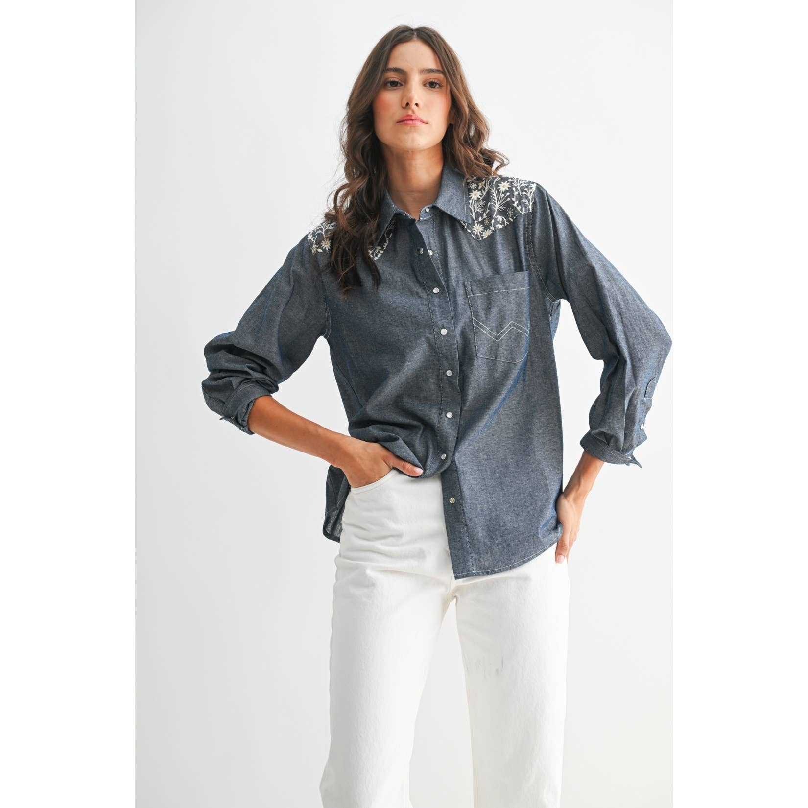 Embroidered Denim Shirt