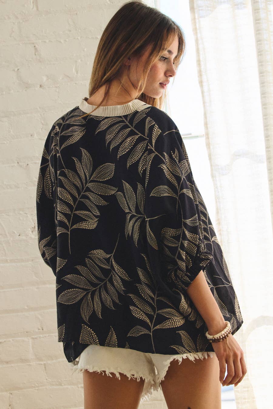 Botanical Print Relaxed-Fit Blouse