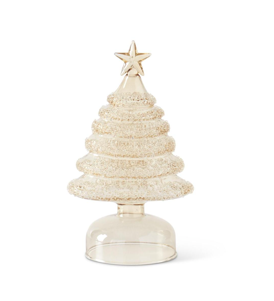 Iced Glass Christmas Trees - Gold