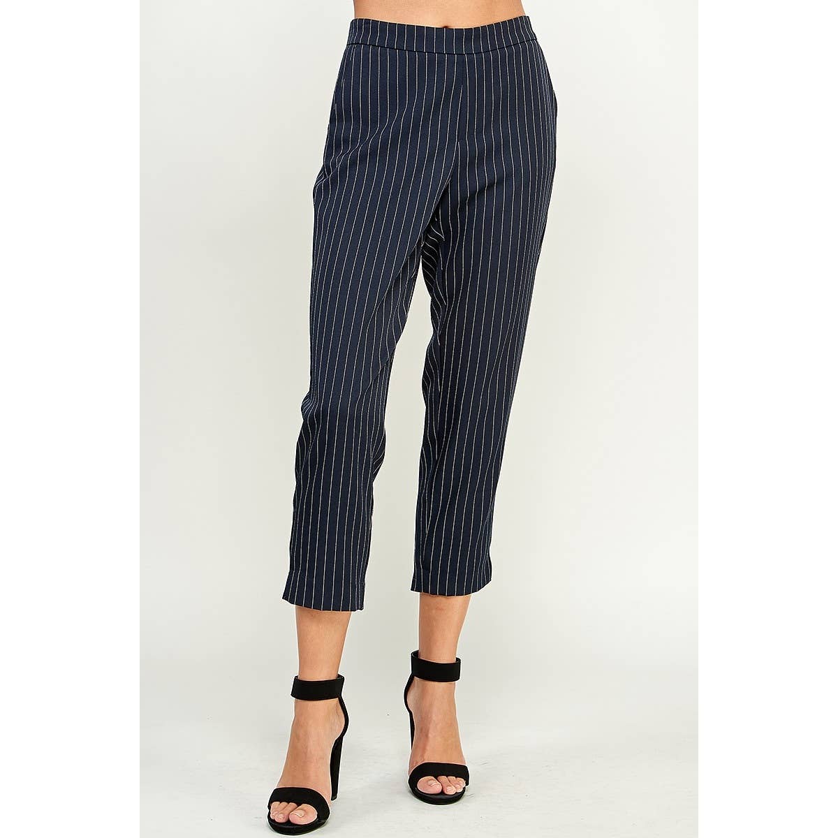 Navy Stripe Cropped Pants