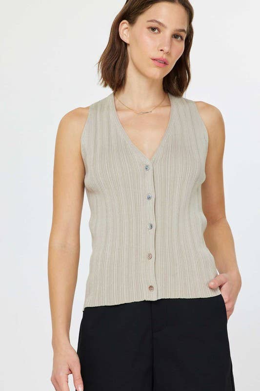 Pleated Sleeveless Sweater