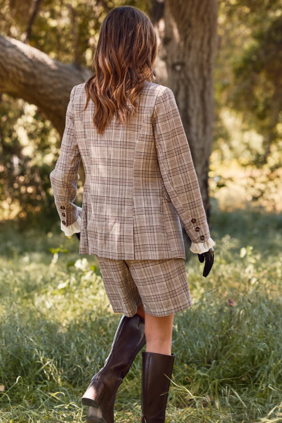 Plaid Single-Breasted Blazer