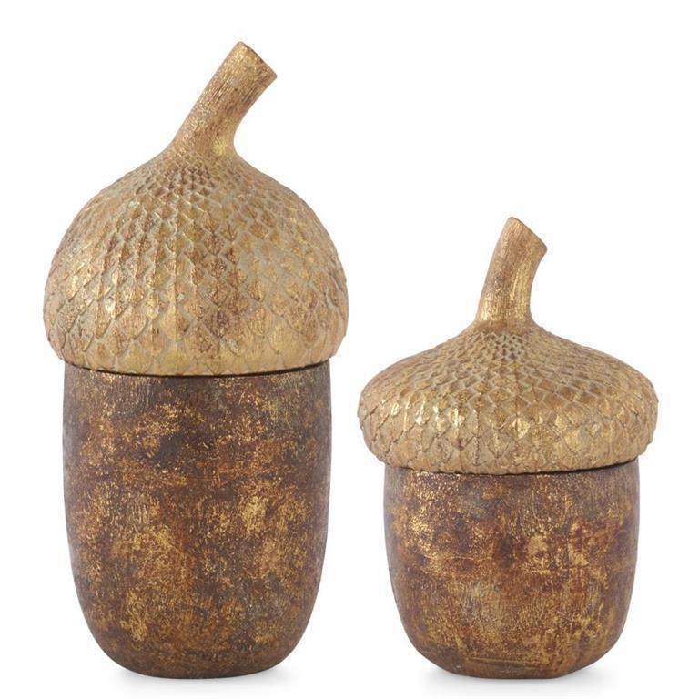 Gold and Bronze Acorn Container