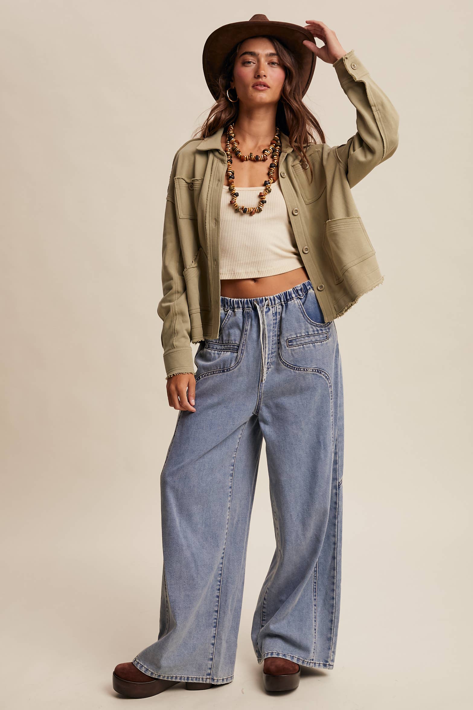 Washed Knit Utility Shacket