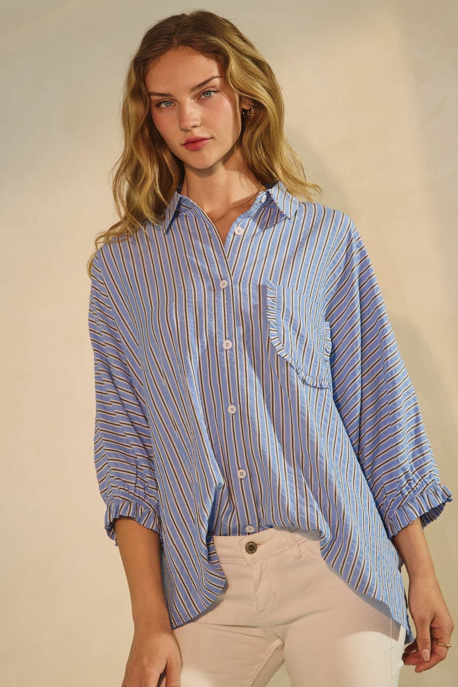 Striped Button Down Oversized Shirt