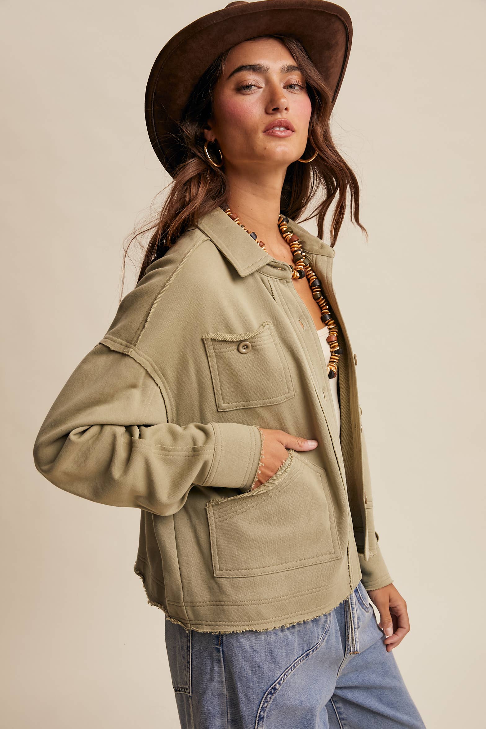 Washed Knit Utility Shacket