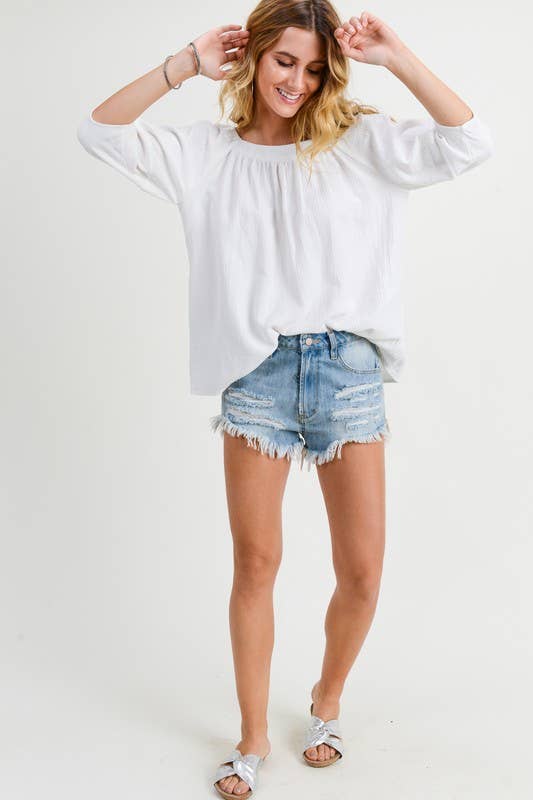 white cotton off the shoulder top