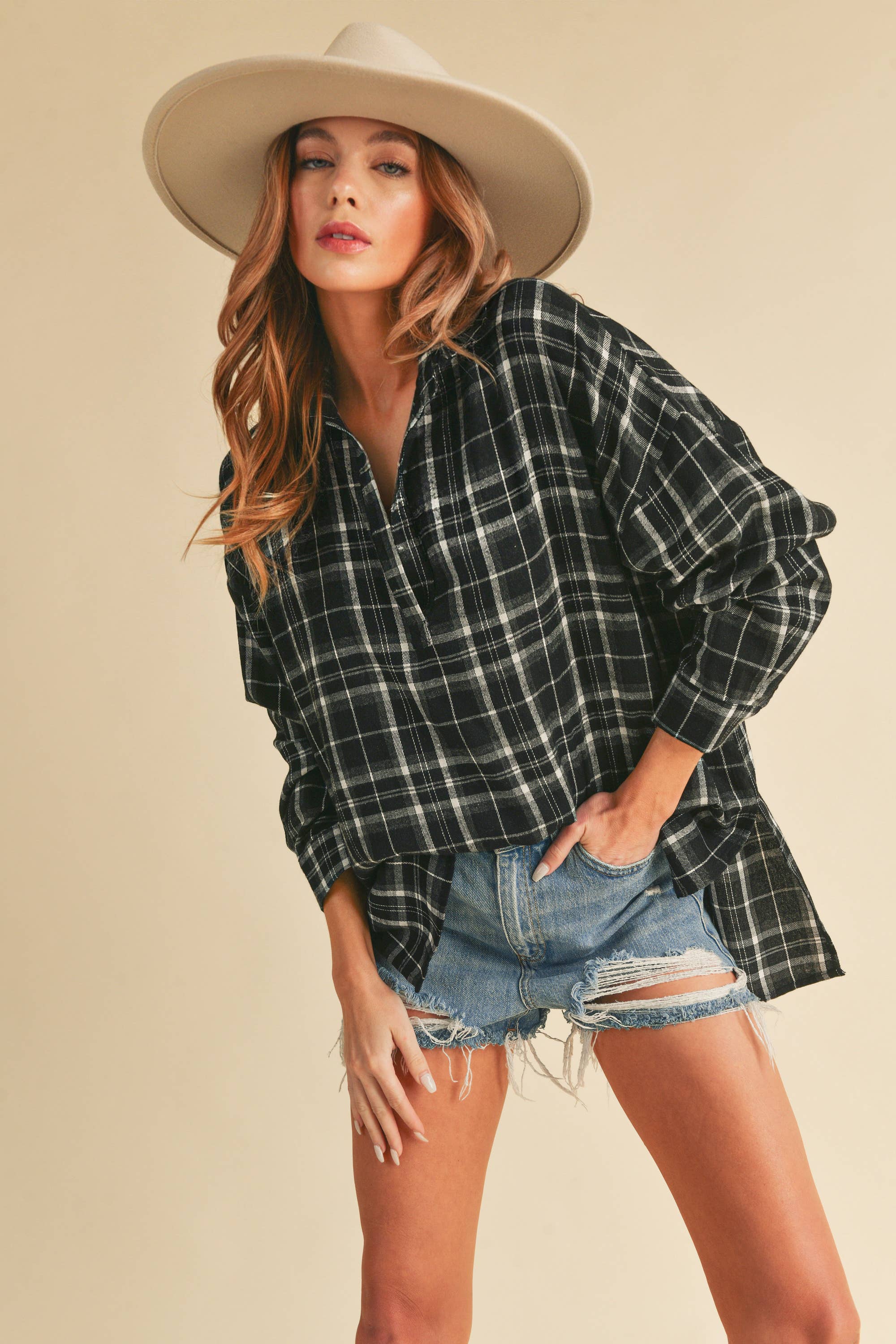 Plaid Pull Over Shirt