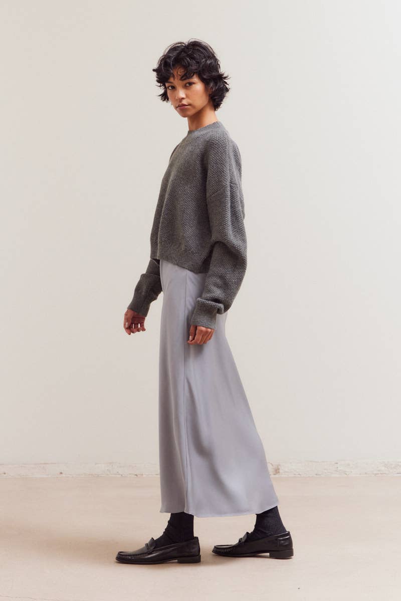 Cropped Knit Crewneck Top