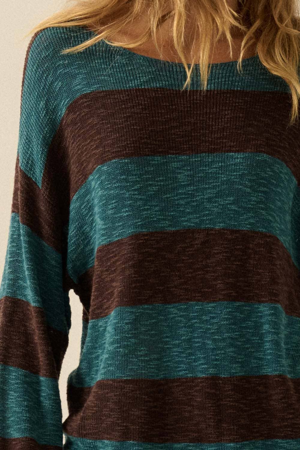 Striped Ribbed-Knit Sweater