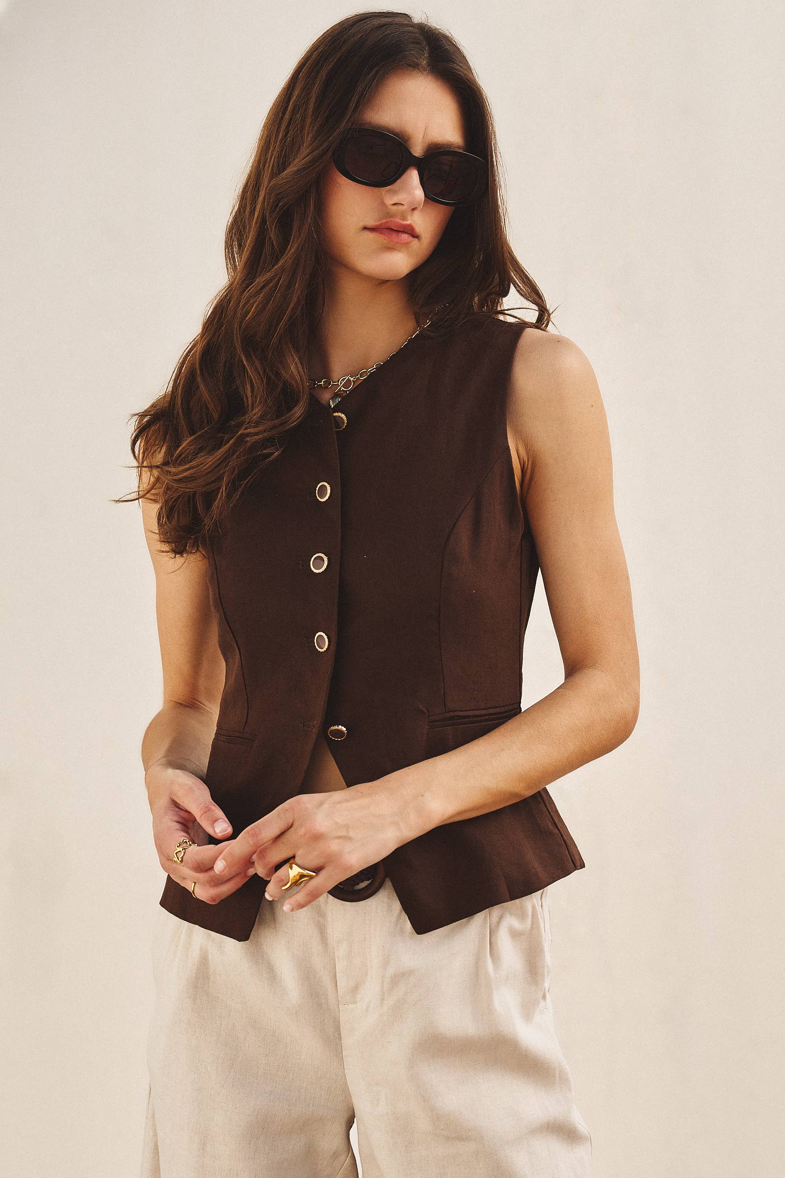 Tailored Linen Blend Waistcoat Vest