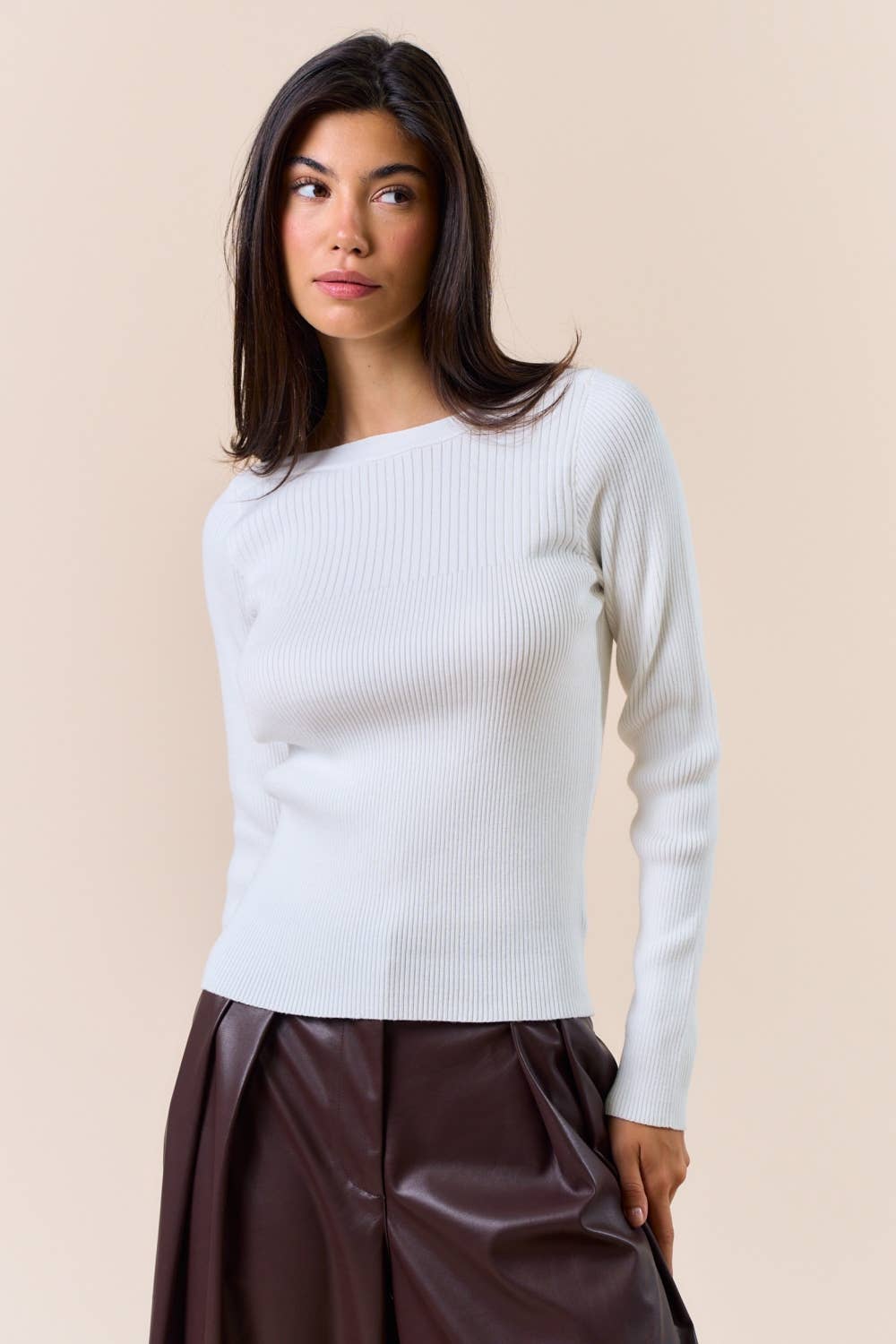 Chic Boat Neck Knit Top