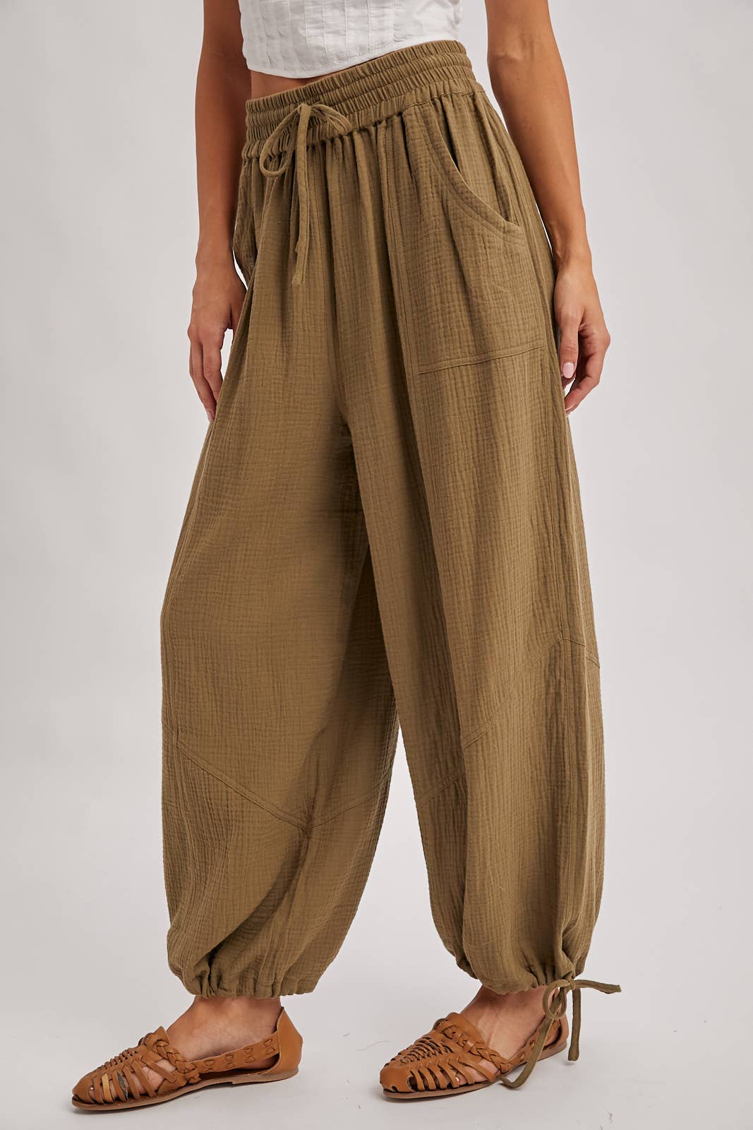 Gauzy Harem Drawstring Pants