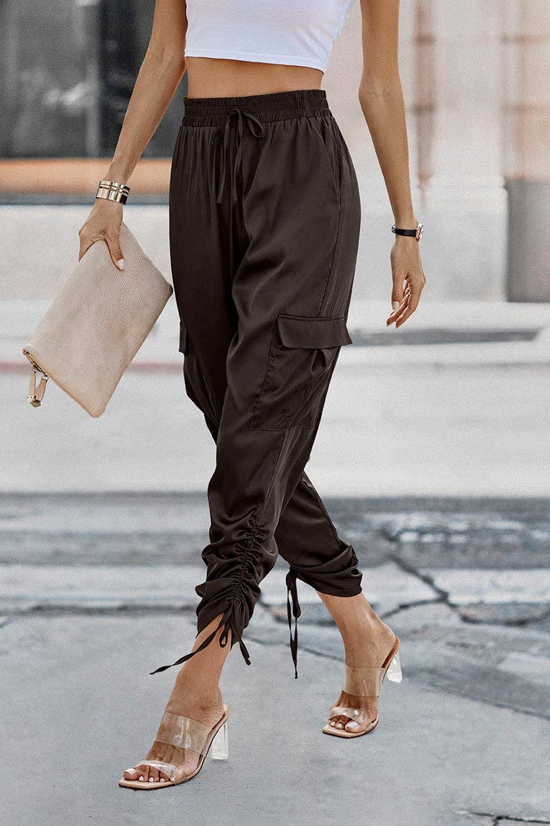 Slim Satin Cargo Pants