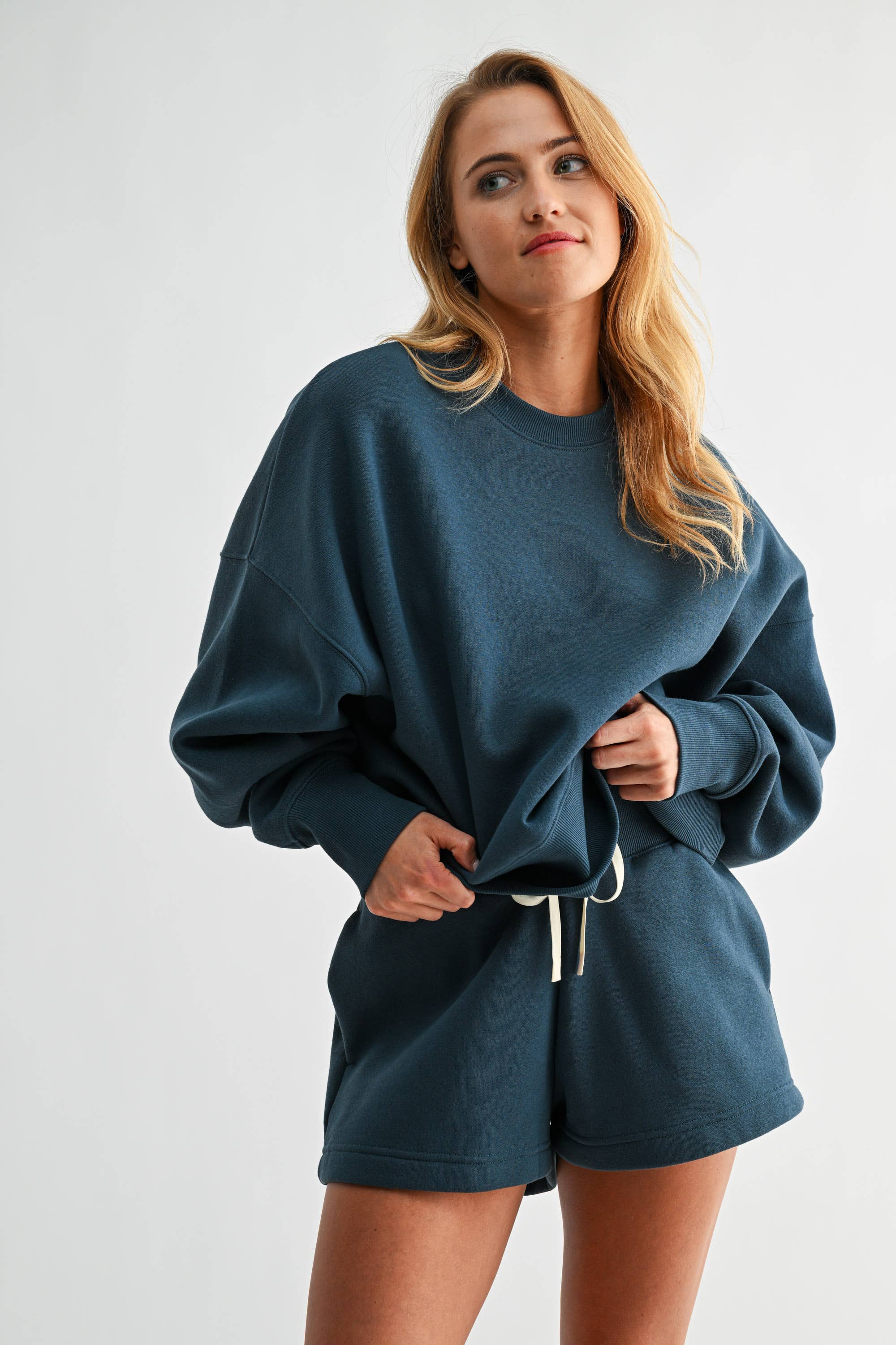 Balloon Sleeve Fleece Crewneck