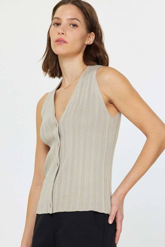 Pleated Sleeveless Sweater