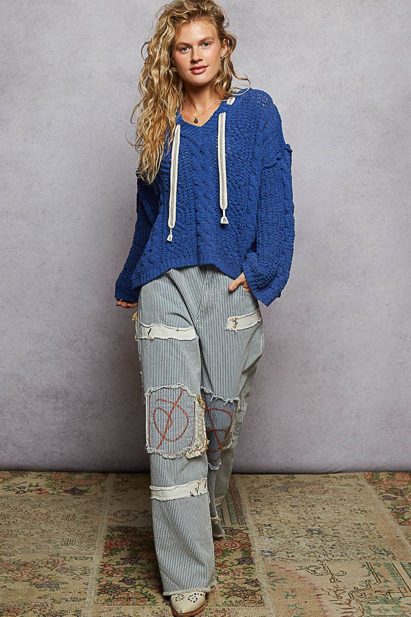 Hooded Cable Knit Pullover