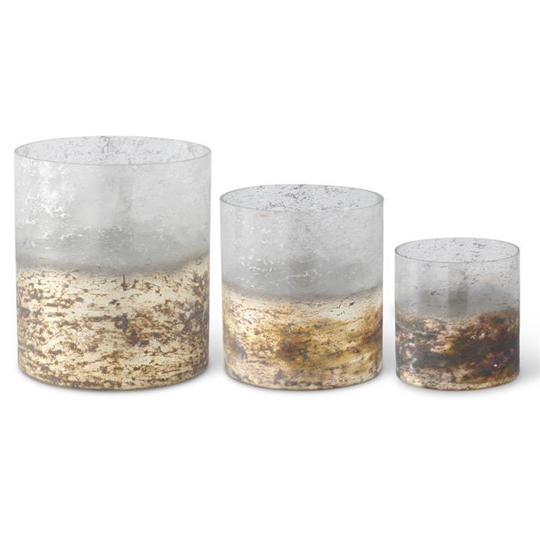 Textured Acid Washed Glass Cylinder - Champagne