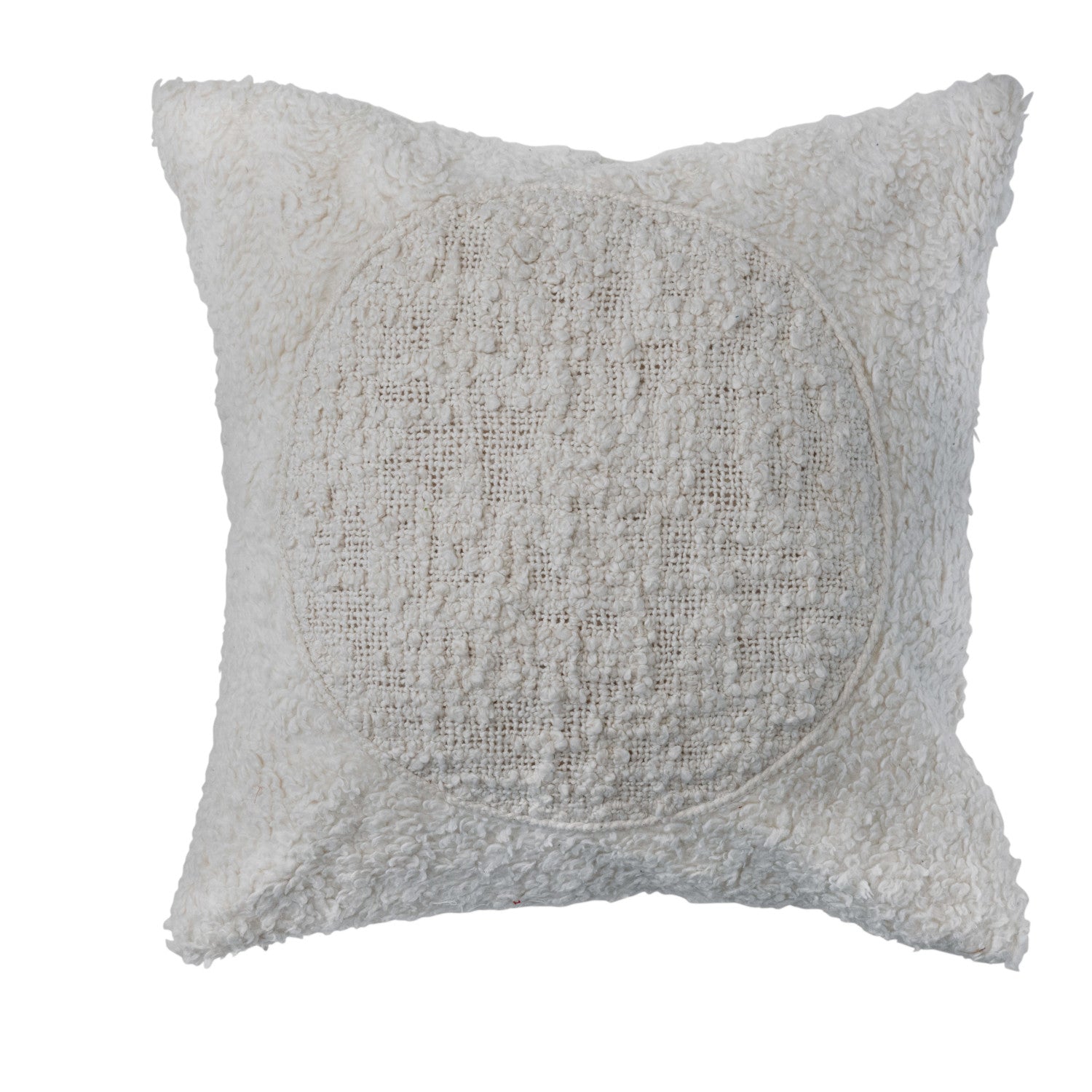 Sherpa Pillow w/ Embroidered Circle, Down Fill