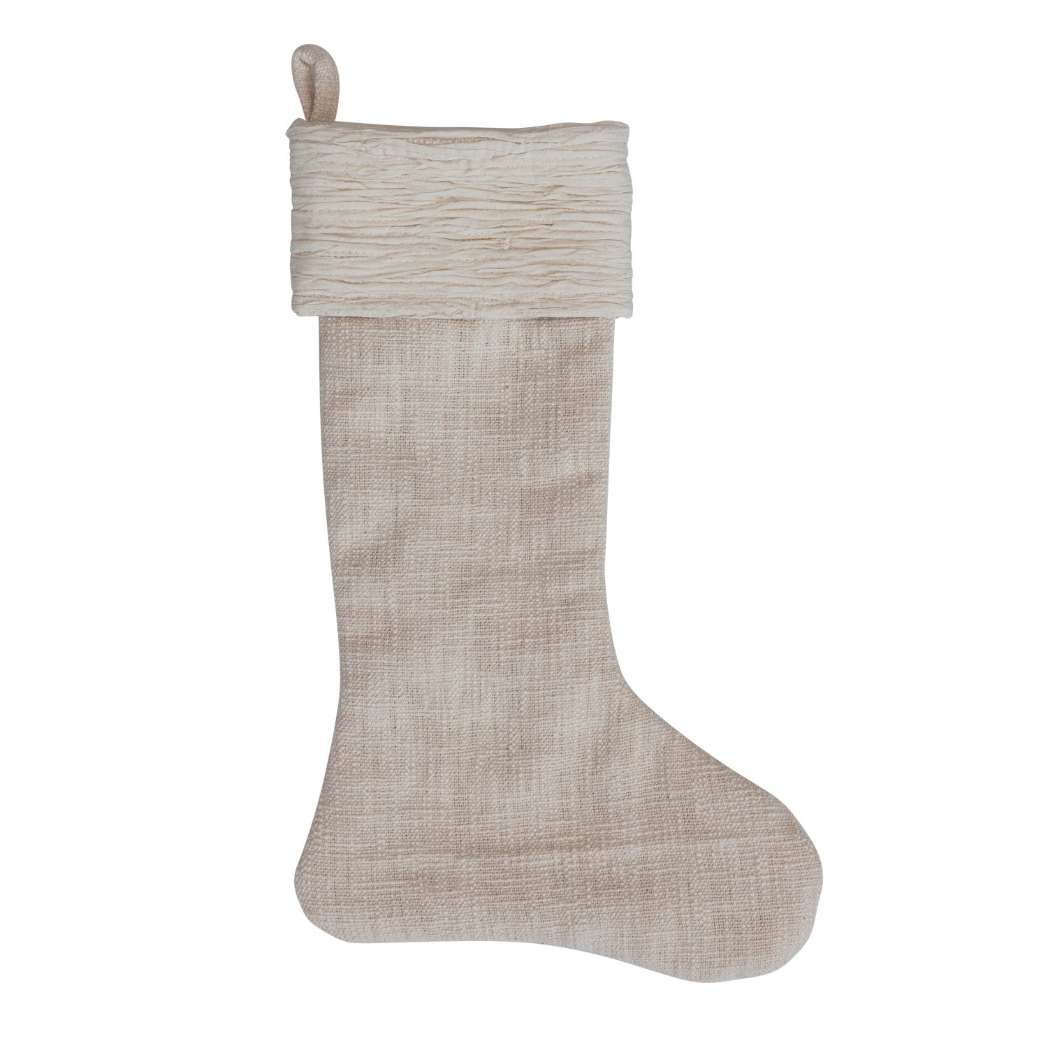 Cotton Slub Stocking w/ Voile Cuff - Cream