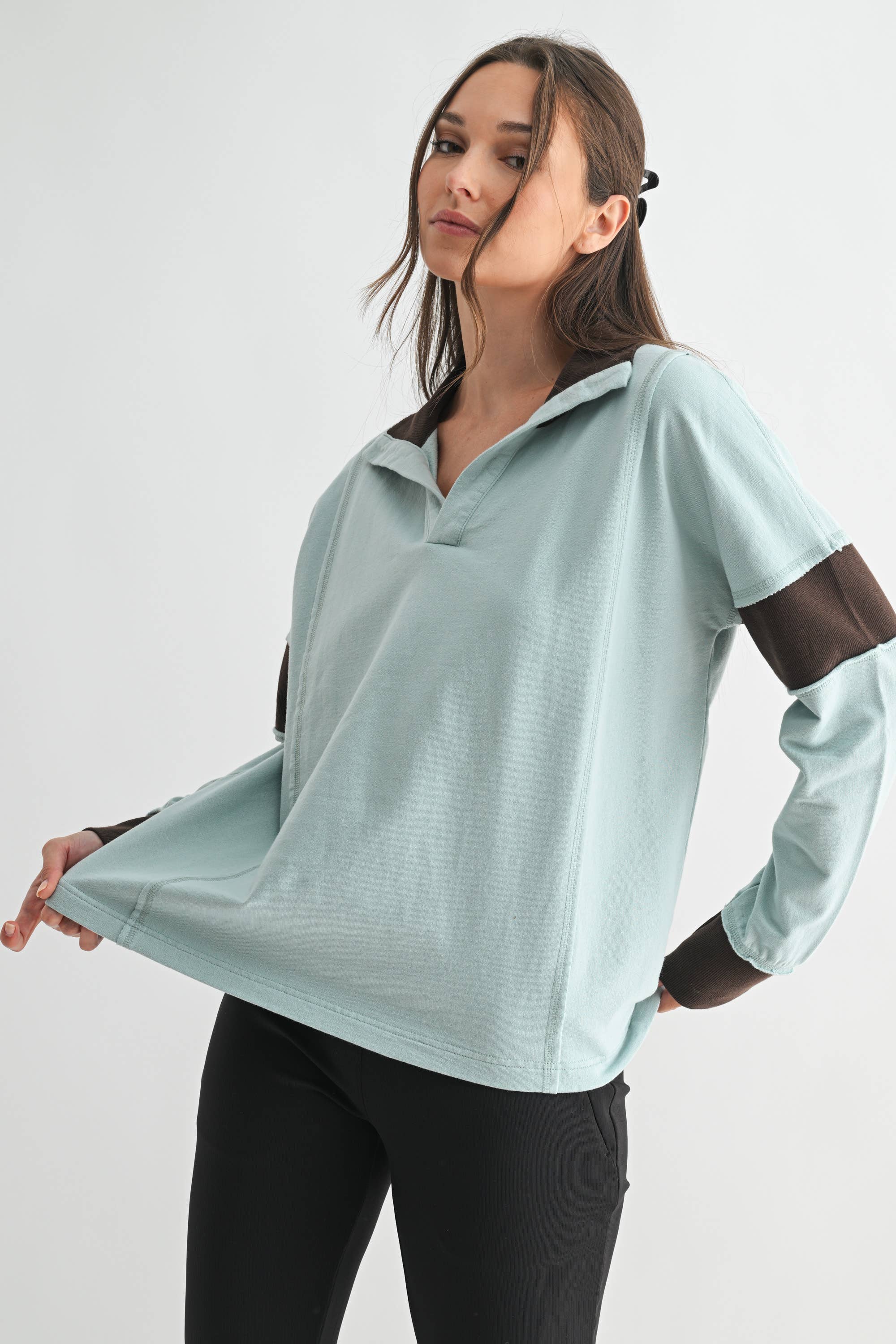 Contrast Collared Top