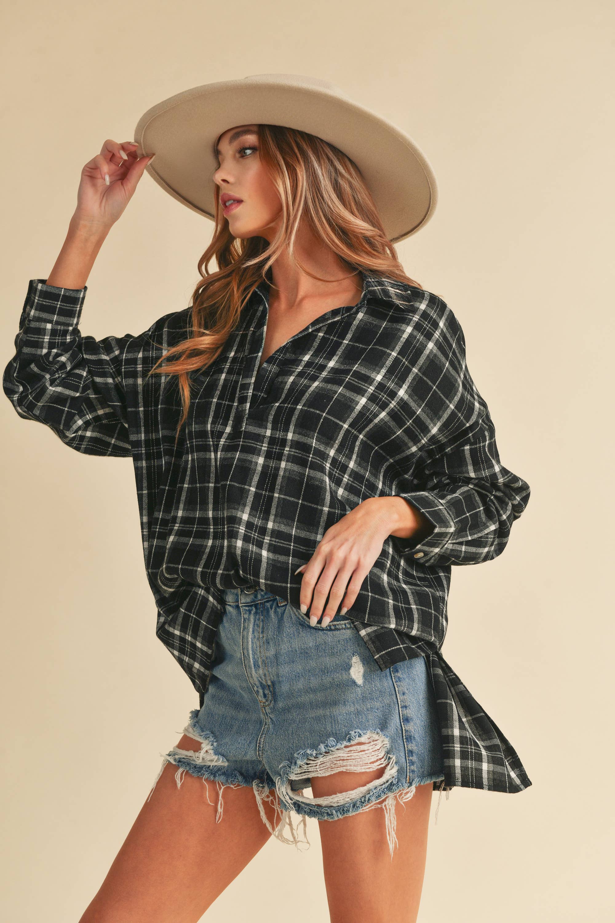 Plaid Pull Over Shirt