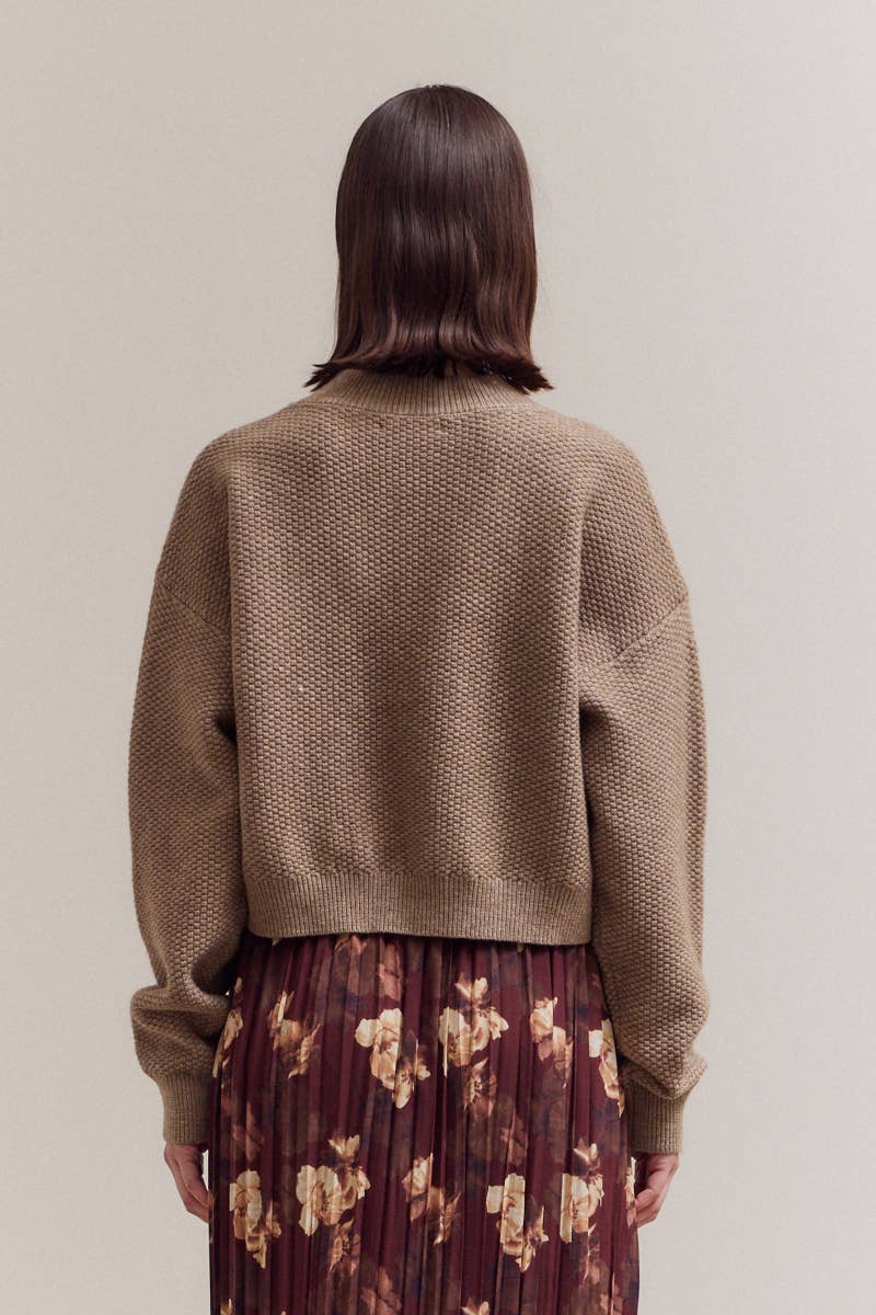 Cropped Knit Crewneck Top