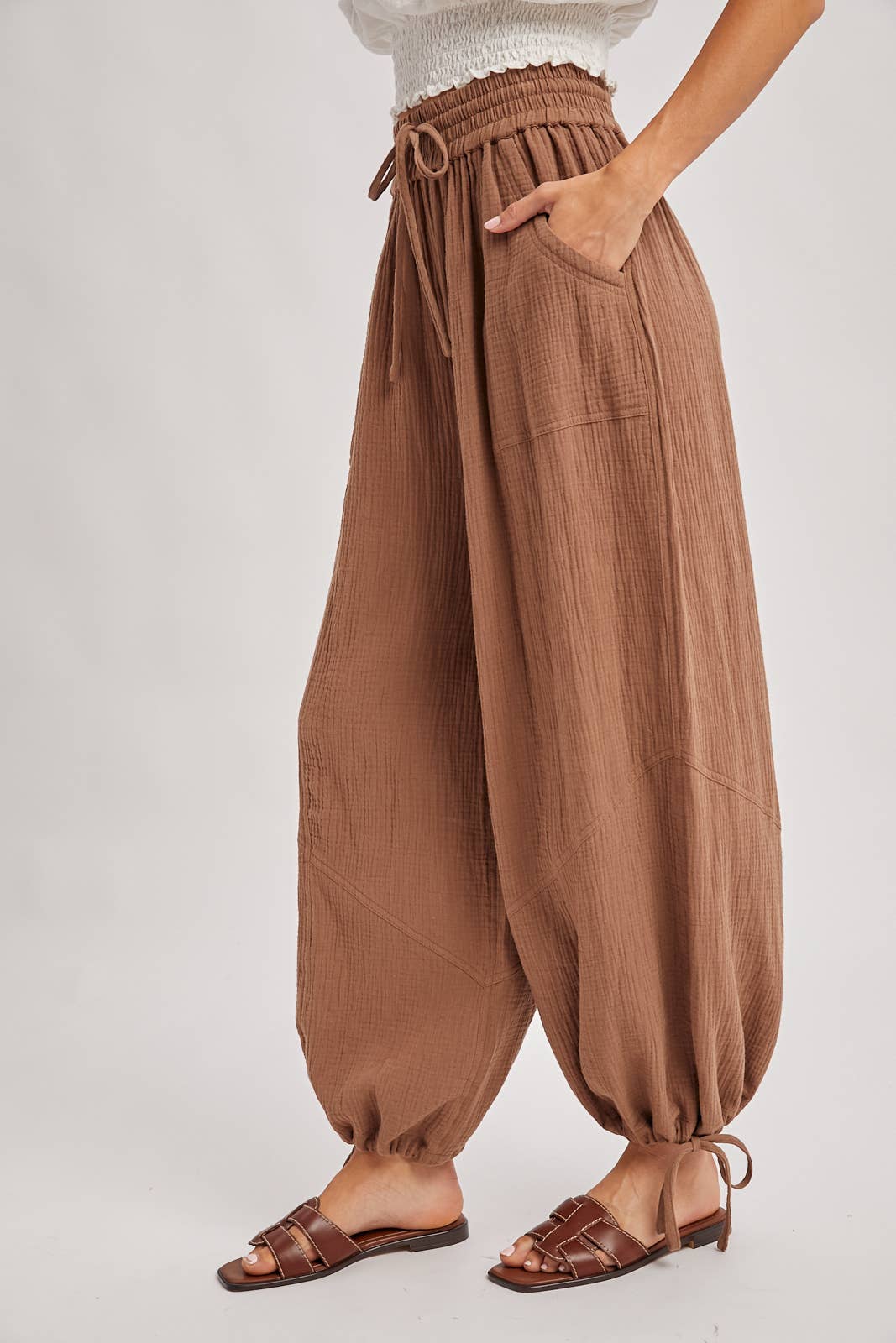 Gauzy Harem Drawstring Pants