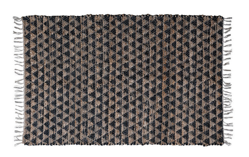 Woven Cotton Chindi & Leather Rug