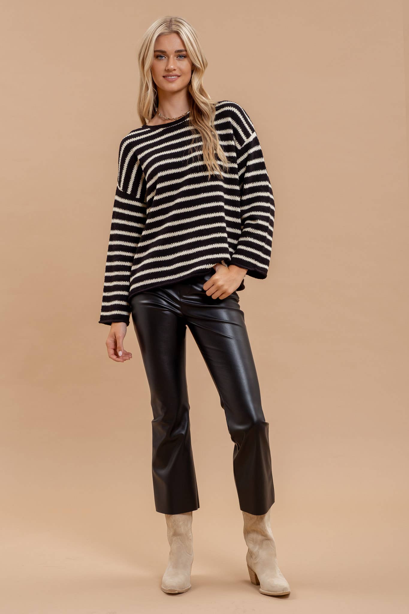 Stripe Boat Neck Sweater