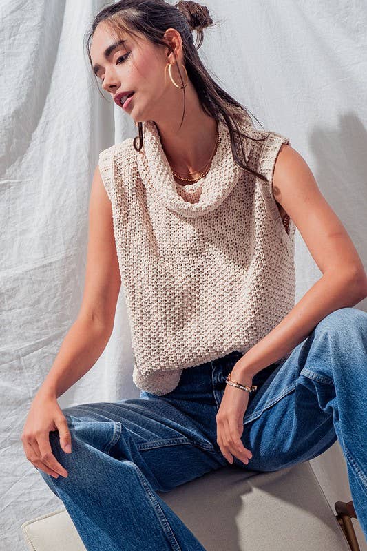 Sleeveless Cowl Neck Top