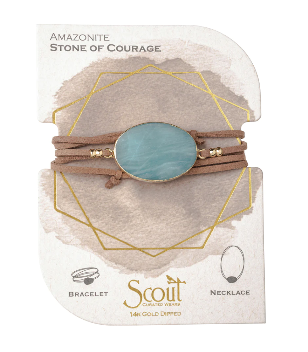 Suede & Stone Wrap Bracelet - Amazonite