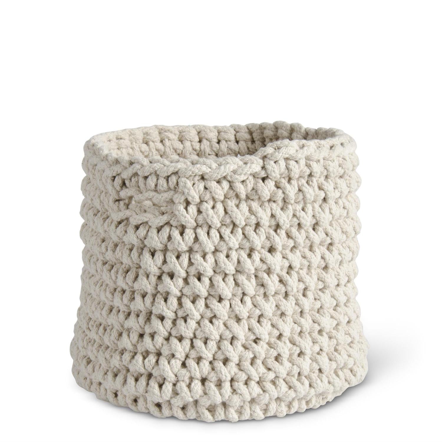 Cream Woven Rope Basket - Medium