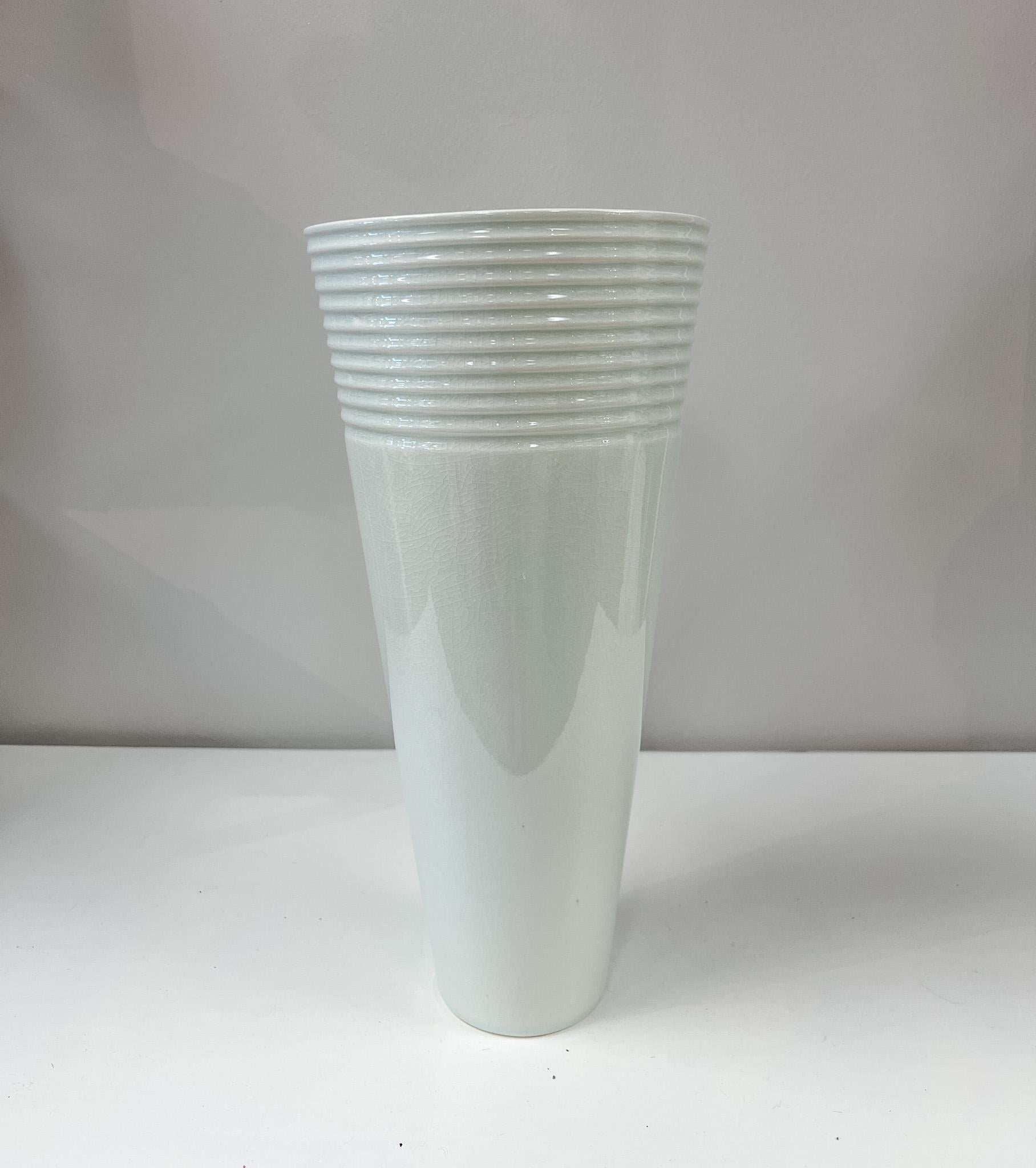 Ribbed Vase w/ Crackle Finish