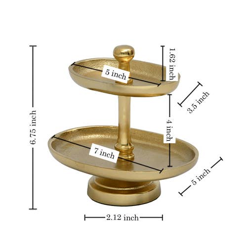 Textured Gold 2-Tier Stand/Jewelry Holder