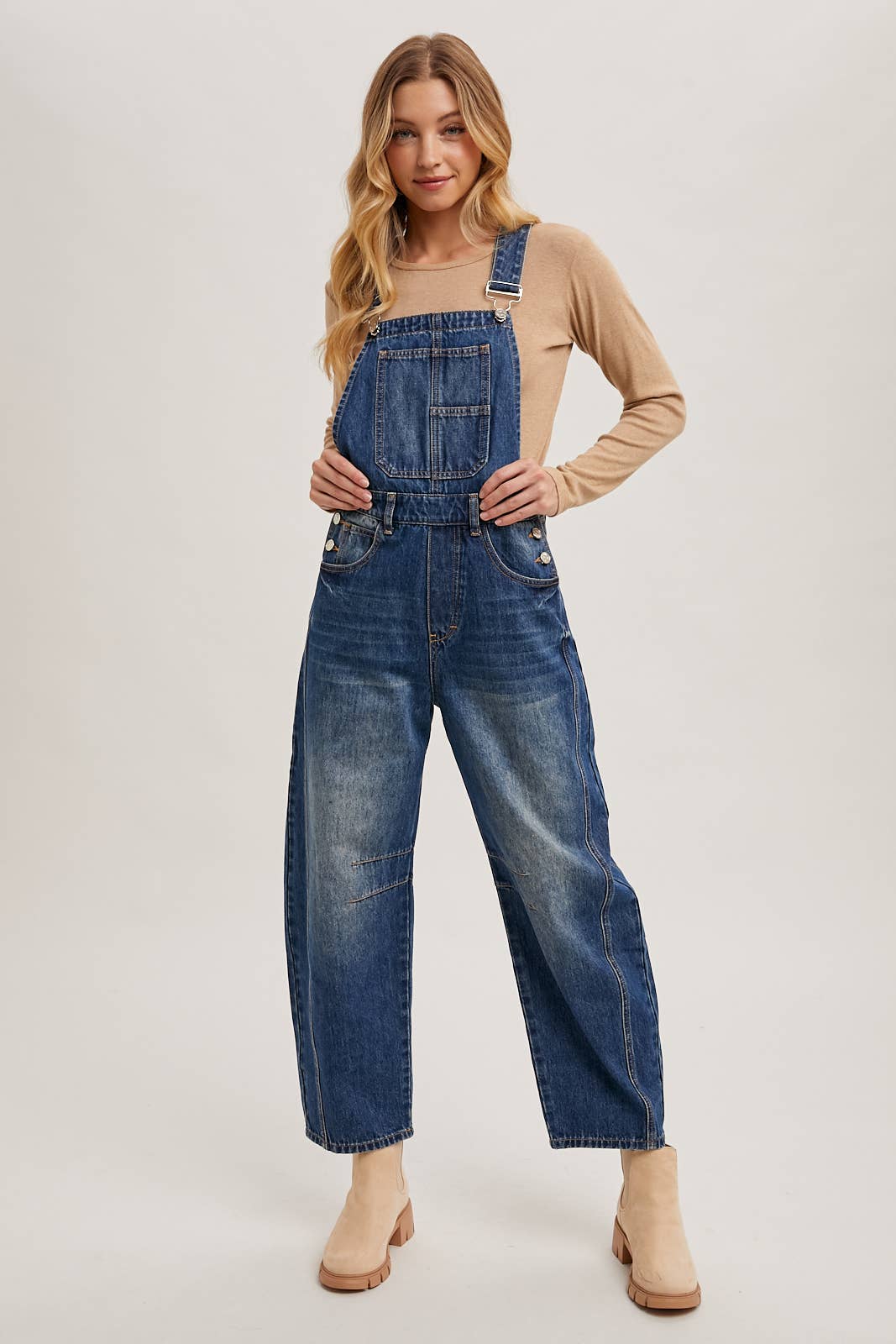 Denim Barrel Overalls