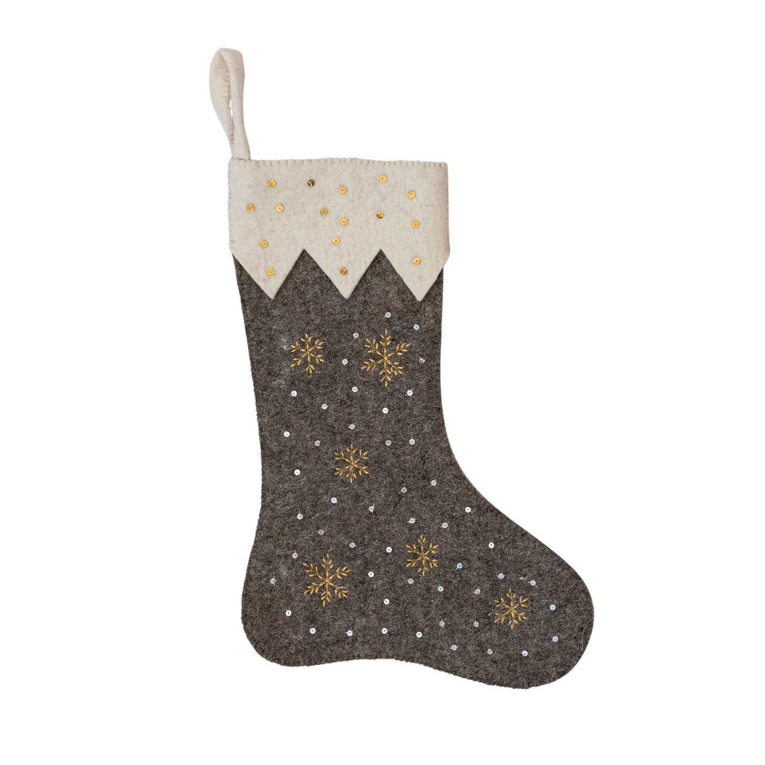 Handmade Wool Felt Stocking - Grey