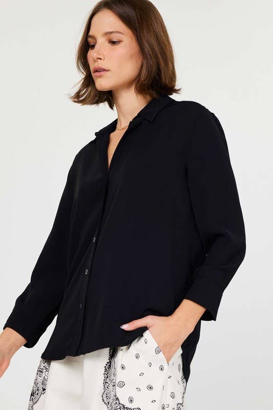 3/4 Sleeve Button Down Shirt