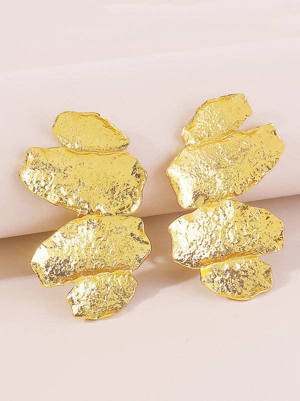 Gold Chunk Drop Earrings