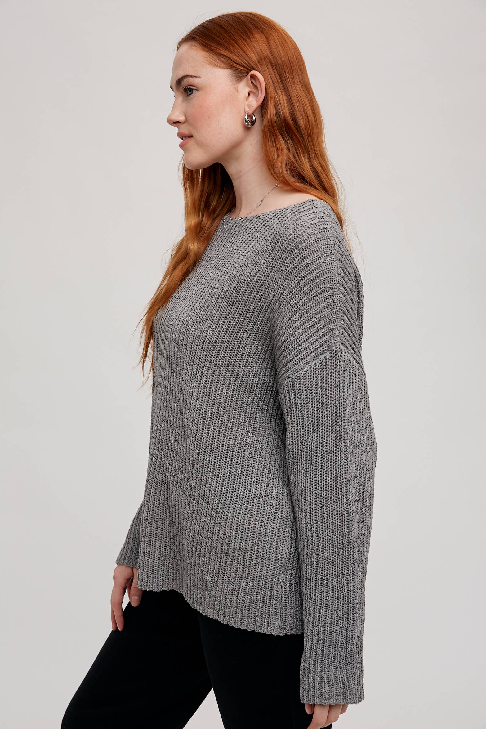 Gray Wide Neck Sweater