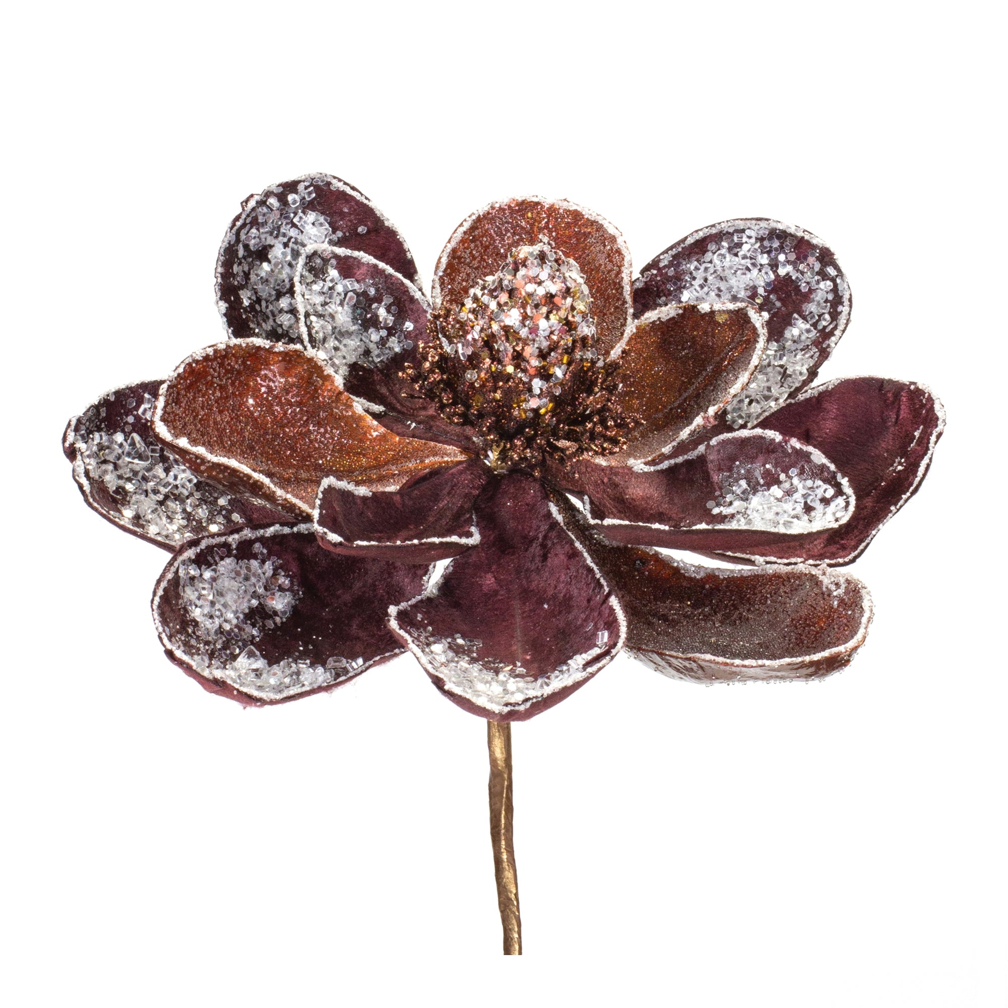 Frosted Magnolia Stem - Burgundy