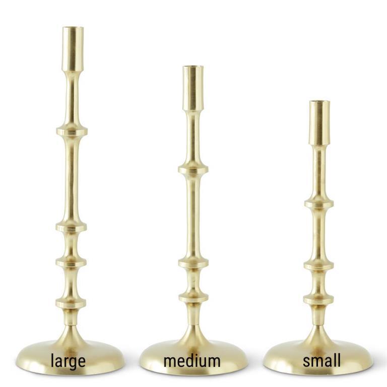 Gold Metal Ribbed Candlesticks