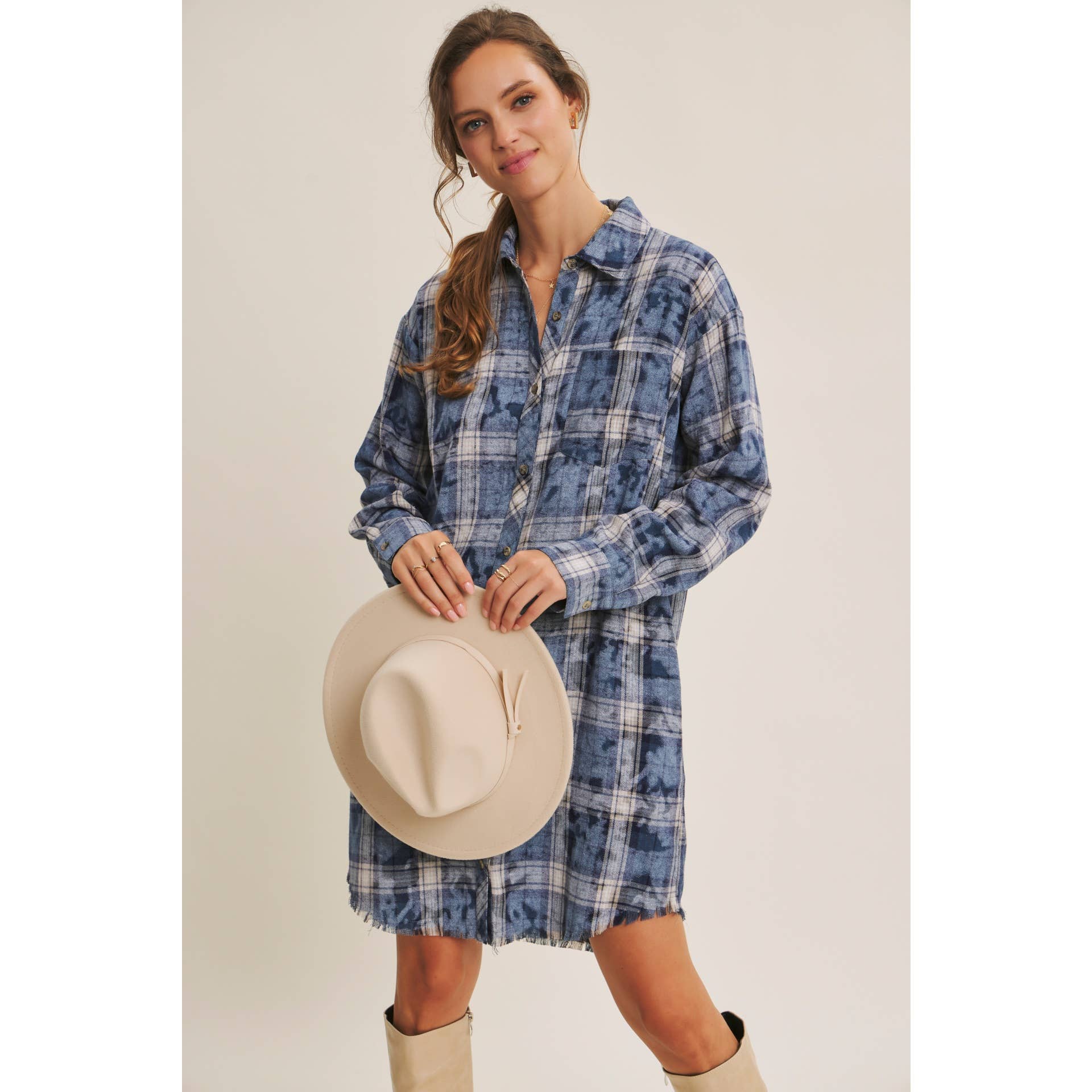 Mineral Wash Plaid Dress