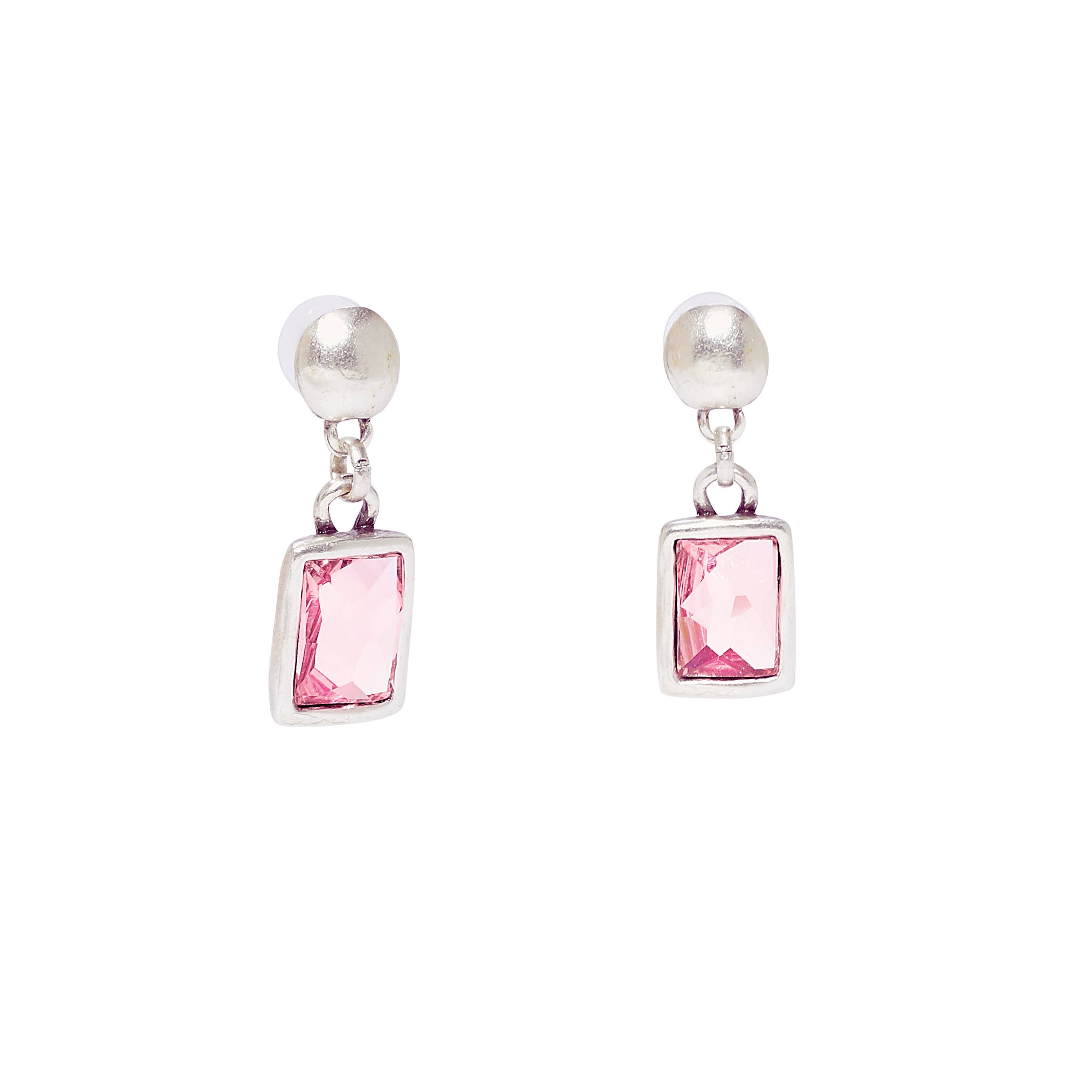 Handmade Pink Crystal Pewter Earrings