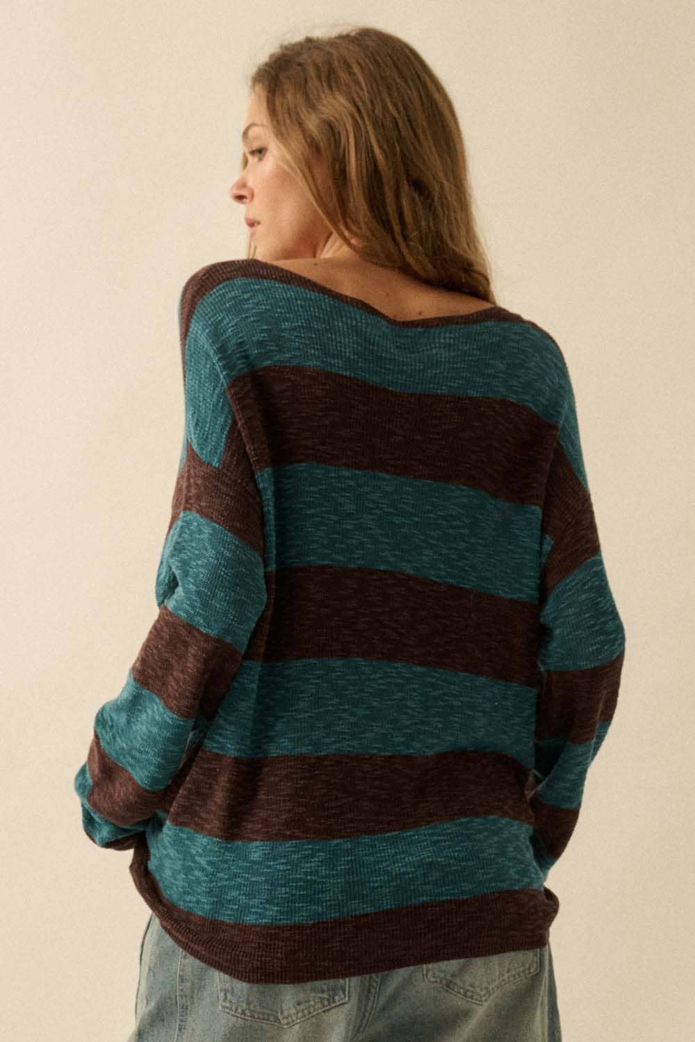Striped Ribbed-Knit Sweater