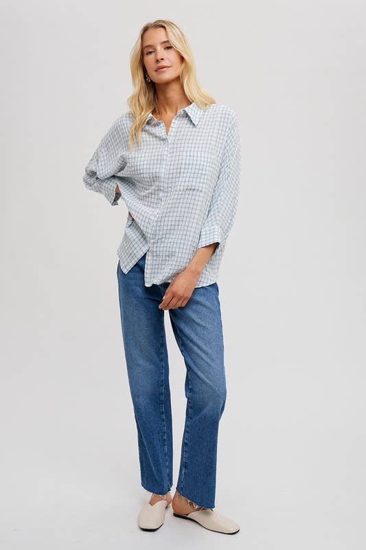 Pale Blue Plaid Shirt
